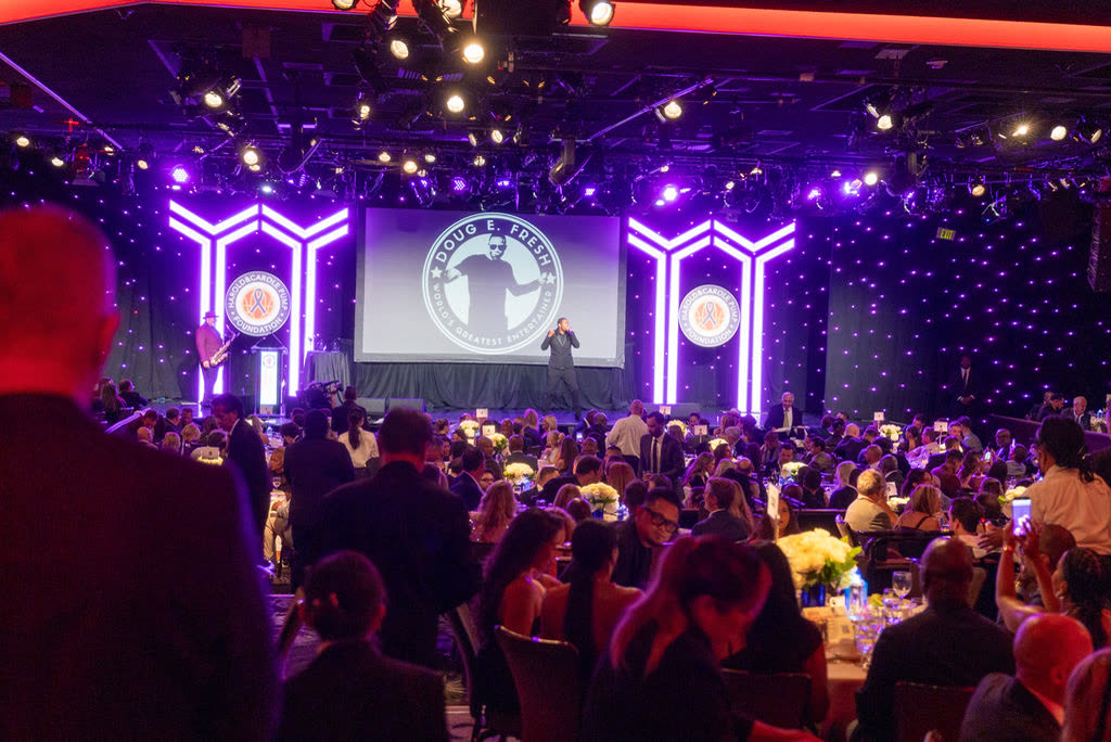 Stage set for the Harold & Carole Pump Foundation Celebrity Dinner