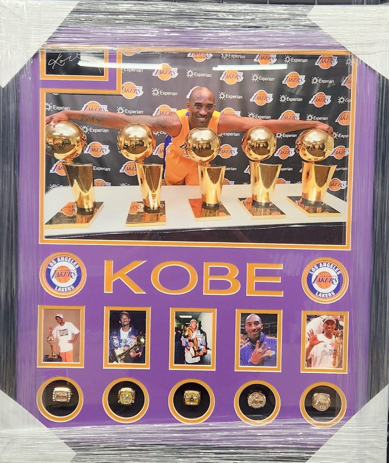 Kobe Bryant Five Trophies & Rings
