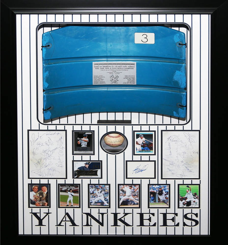 Yankees Signed Stadium Seat Display